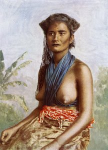 传统服饰的斐济妇女，c.1900